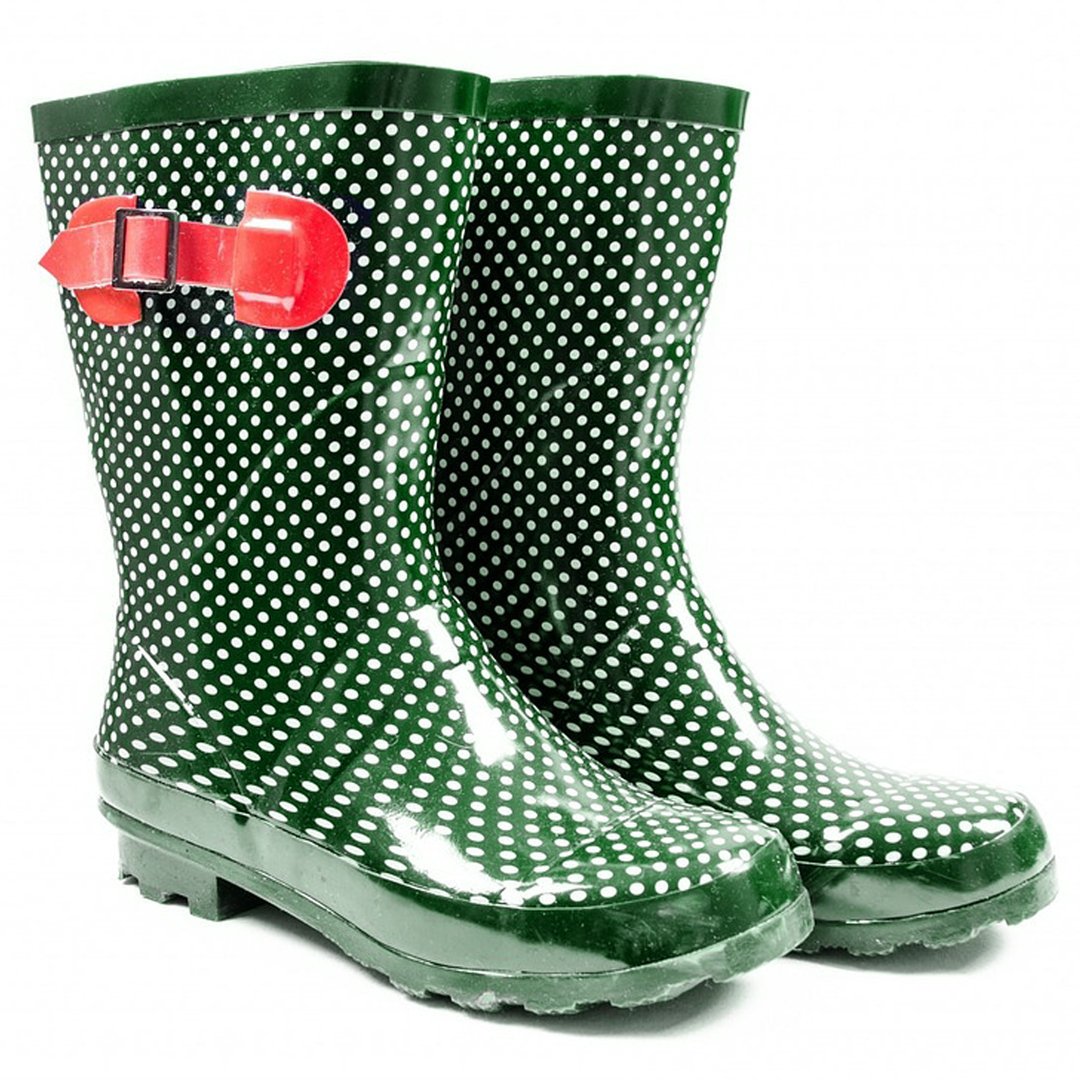 Kid ´s wellington - green/white dotted